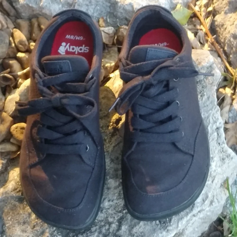 Splay Freestyle 1.0 Black Canvas M6/W8 Barefoot Minimalist Athletic Shoes EUC - Picture 1 of 8